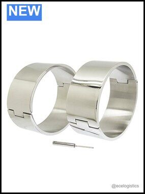 Stainless Steel Oval Shape Wrist Ankle Cuffs Lockable Bangle Slave Bracelet